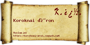 Koroknai Áron névjegykártya